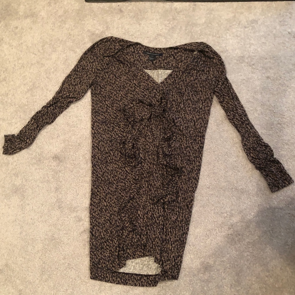French connection long sleeve printed tied waist